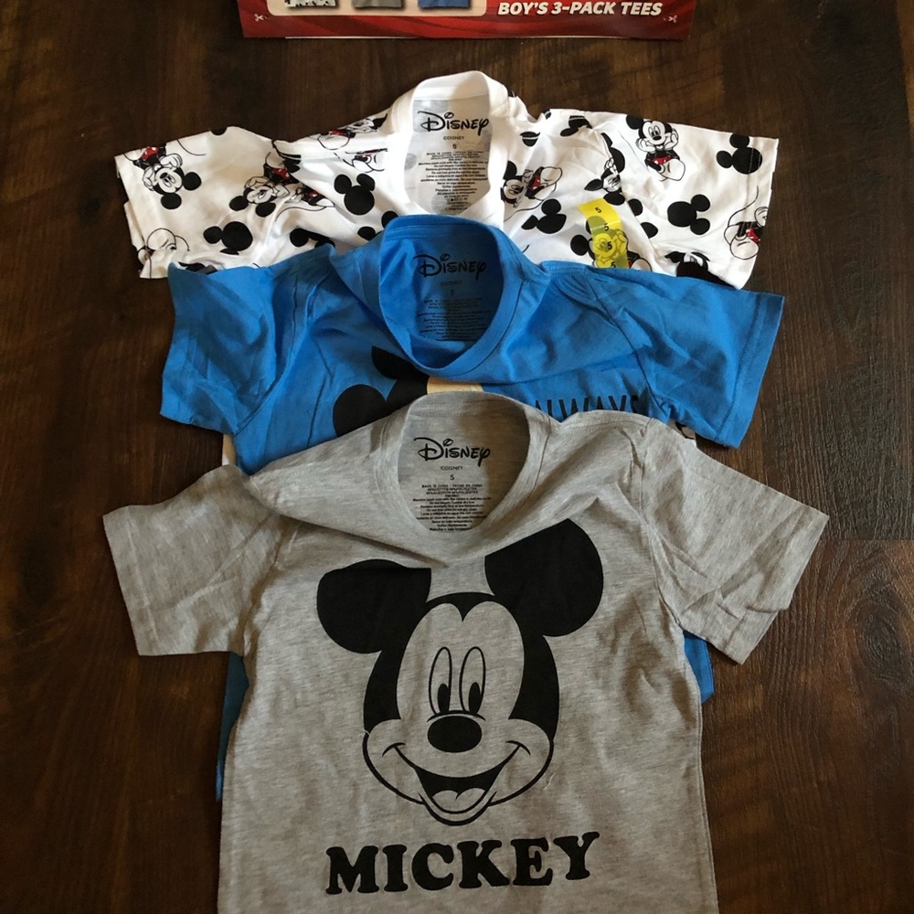 Nwt Disney Mickey Mouse 3 pack Boys Tees Size 5